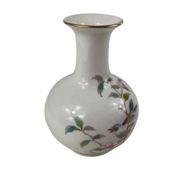 Yamaji Japan 6" Porcelain Vase Bird w/Cherry Blossoms - Picture 6 of 12